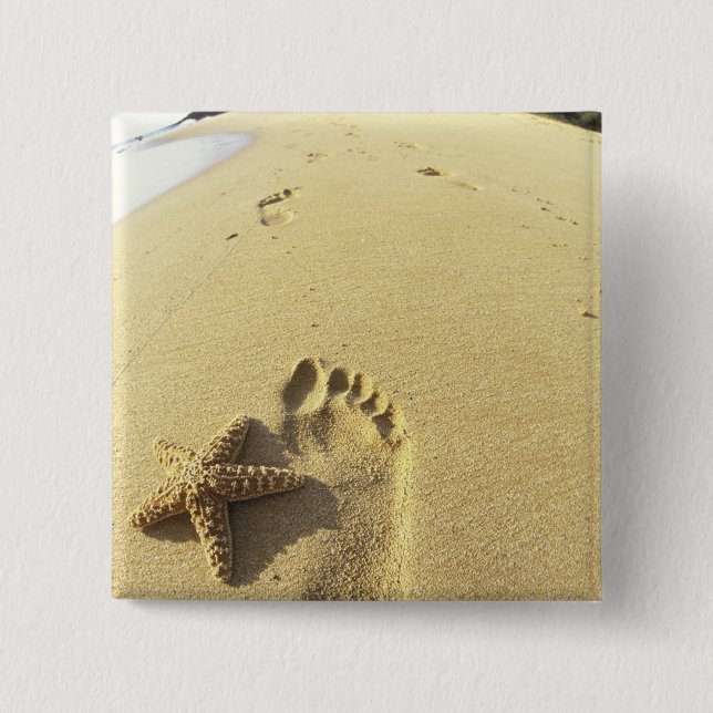 USA, Hawaii, Maui, Makena Beach, Footprint and 15 Cm Square Badge (Front)
