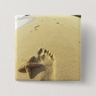 USA, Hawaii, Maui, Makena Beach, Footprint and 15 Cm Square Badge