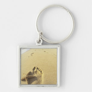 USA, Hawaii, Maui, Makena Beach, Footprint and Key Ring