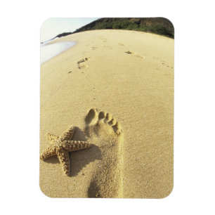 USA, Hawaii, Maui, Makena Beach, Footprint and Magnet