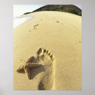 USA, Hawaii, Maui, Makena Beach, Footprint and Poster