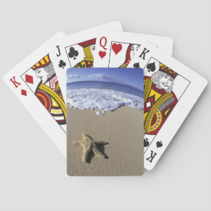 USA, Hawaii, Maui, Makena Beach, Starfish and Playing Cards