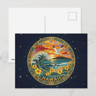 USA Hawaii state symbols Postcard