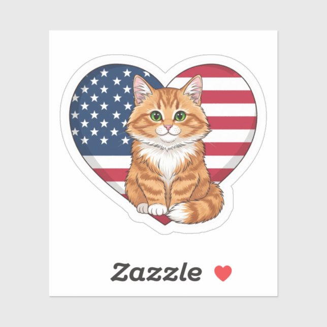 USA Heart Cat – Patriotic Cat (Sheet)