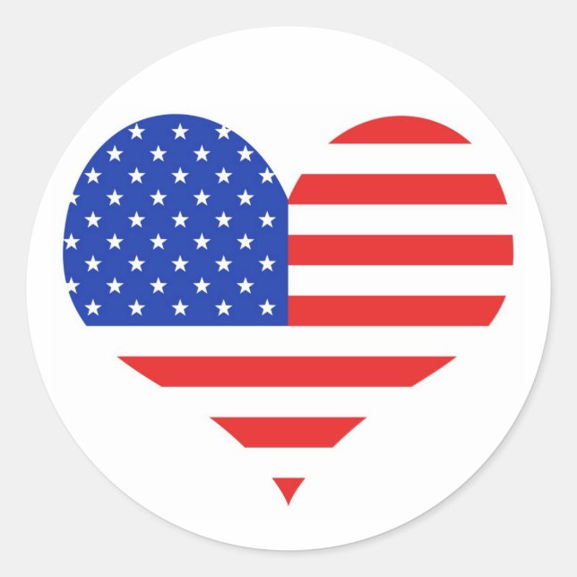USA Heart Classic Round Sticker (Front)