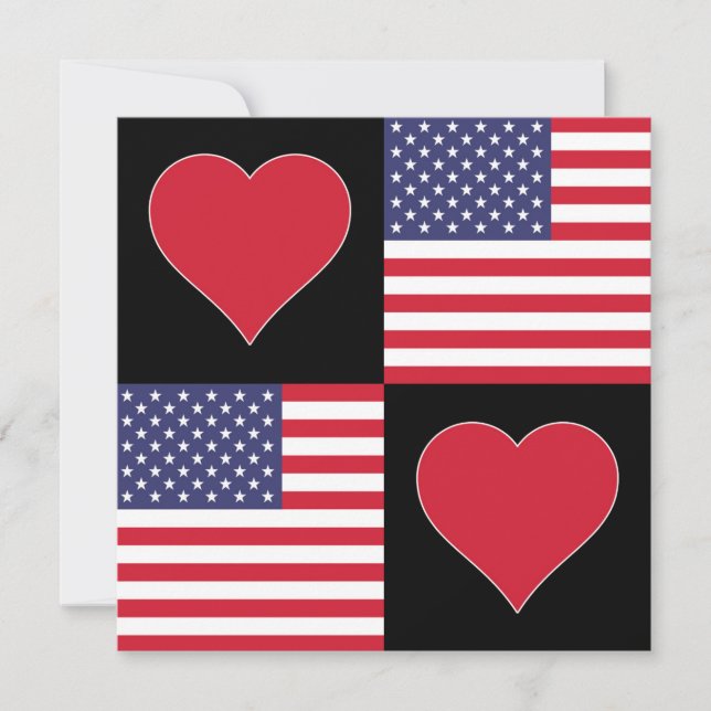 USA Heart Cute United States Patriotic American Card (Front)