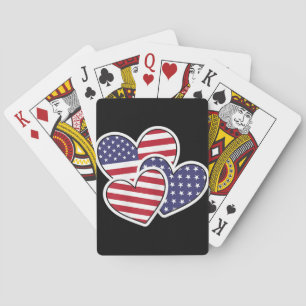 USA Heart Flag American Patriotic 4th Of July Wome Playing Cards