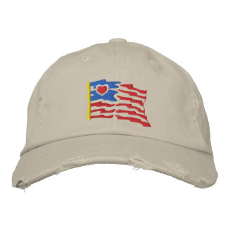USA Heart Flag Embroidered Hat