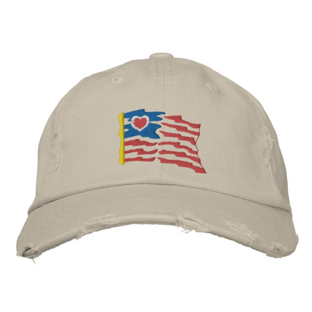 USA Heart Flag Embroidered Hat (Front)