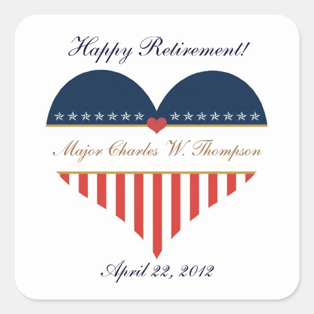 USA Heart Flag Happy Retirement Stickers (Front)