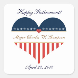 USA Heart Flag Happy Retirement Stickers