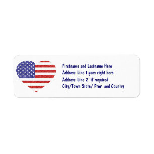 USA Heart Flag Stars & Stripes in Crayon Style