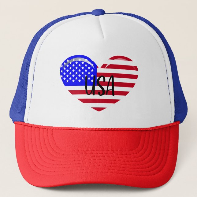 USA Heart Flag Trucker Hat (Front)