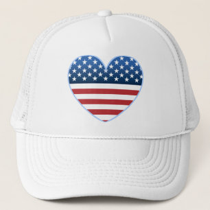 USA Heart Flag Trucker Hat