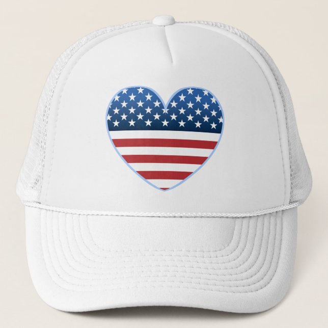 USA Heart Flag Trucker Hat (Front)