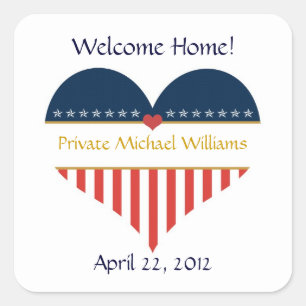 USA Heart Flag Welcome Home Stickers
