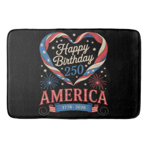 USA Hearts 1776 2026 July 250th Birthday USA Bath Mat