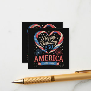 USA Hearts 1776 2026 July 250th Birthday USA Enclosure Card