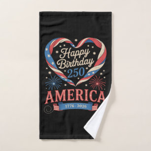USA Hearts 1776 2026 July 250th Birthday USA Hand Towel