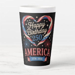 USA Hearts 1776 2026 July 250th Birthday USA Latte Mug