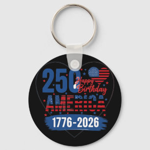 Usa Hearts 1776 2026 July 4th 250th Birthday 250 Y Key Ring