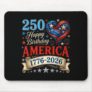 USA Hearts 1776 2026 July 4th 250th Birthday USA Mouse Mat