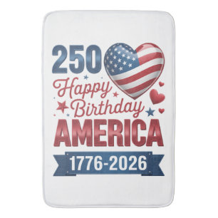 USA Hearts 1776 2026 July 4th Bath Mat