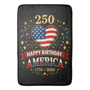 Usa Hearts 1776 2026 July 4Th Bath Mat