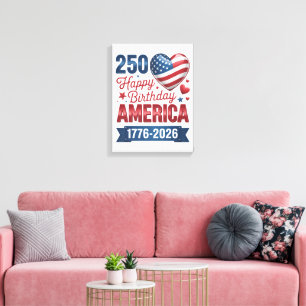 USA Hearts 1776 2026 July 4th Canvas Print