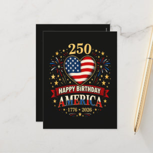 Usa Hearts 1776 2026 July 4Th Holiday Postcard