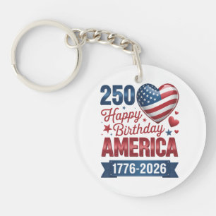 USA Hearts 1776 2026 July 4th Key Ring