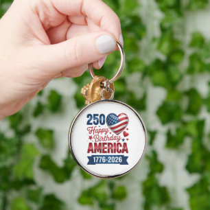 USA Hearts 1776 2026 July 4th  Key Ring