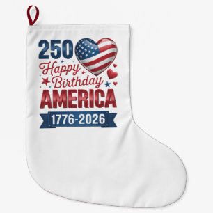 USA Hearts 1776 2026 July 4th Large Christmas Stocking