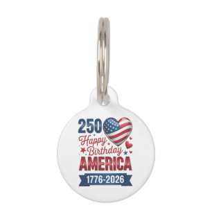 USA Hearts 1776 2026 July 4th Pet Tag