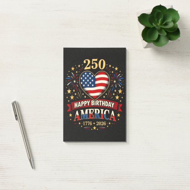 Usa Hearts 1776 2026 July 4Th Post-it Notes (Office)