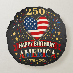 Usa Hearts 1776 2026 July 4Th Round Cushion