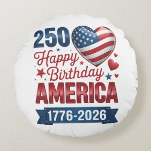 USA Hearts 1776 2026 July 4th Round Cushion