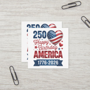 USA Hearts 1776 2026 July 4th Square Business Card