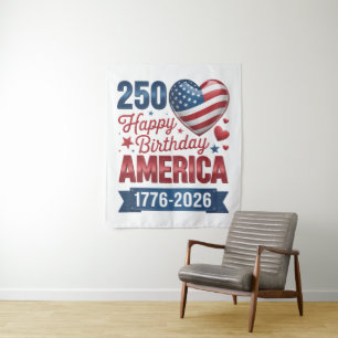 USA Hearts 1776 2026 July 4th Tapestry