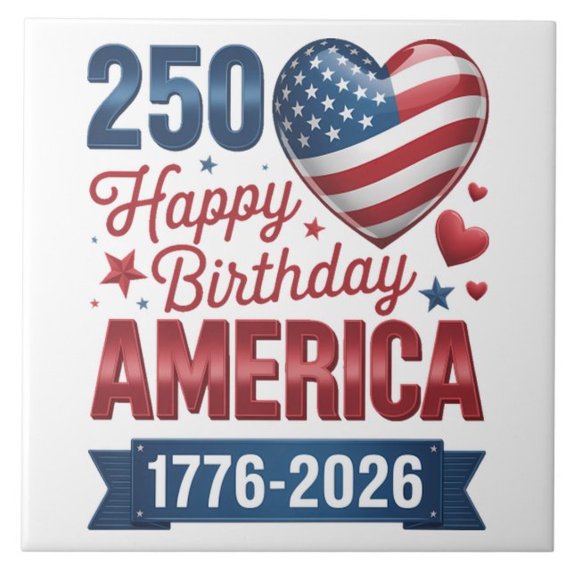 USA Hearts 1776 2026 July 4th Tile (Front)