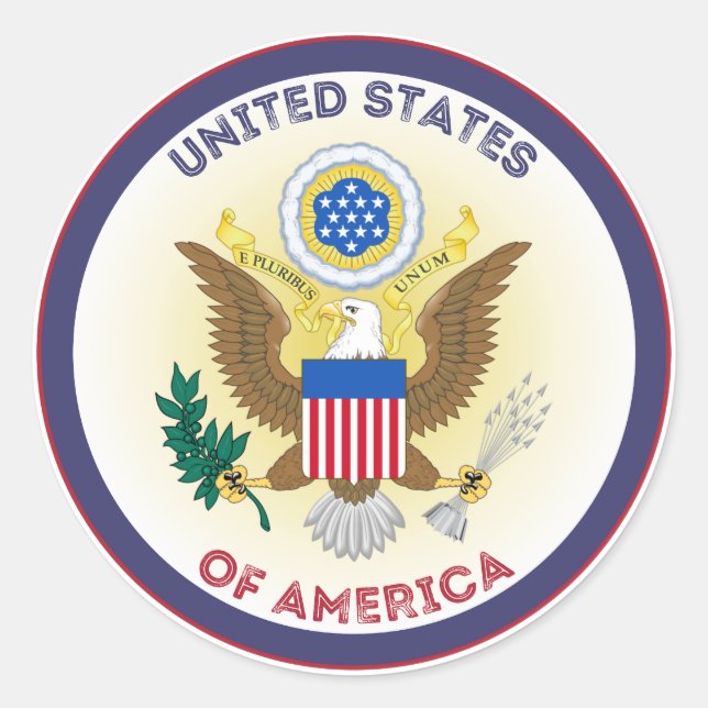 USA Heritage Emblem Classic Round Sticker (Front)