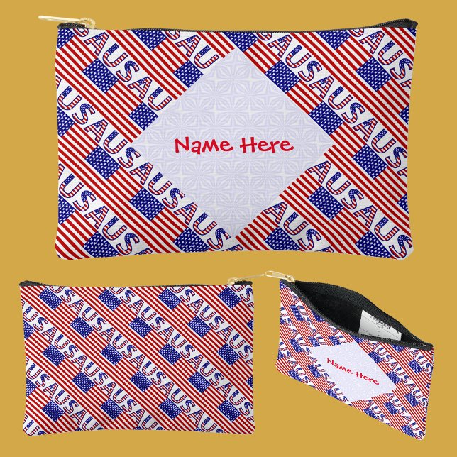 USA Heritage Flag Personalised Accessory Pouch (Creator Uploaded)