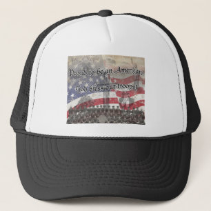 USA Heros God bless our troops with cross, vintage Trucker Hat