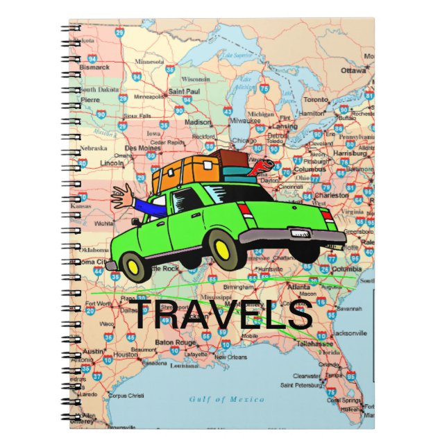 USA Highway Map Travel Planner Notebook (Front)