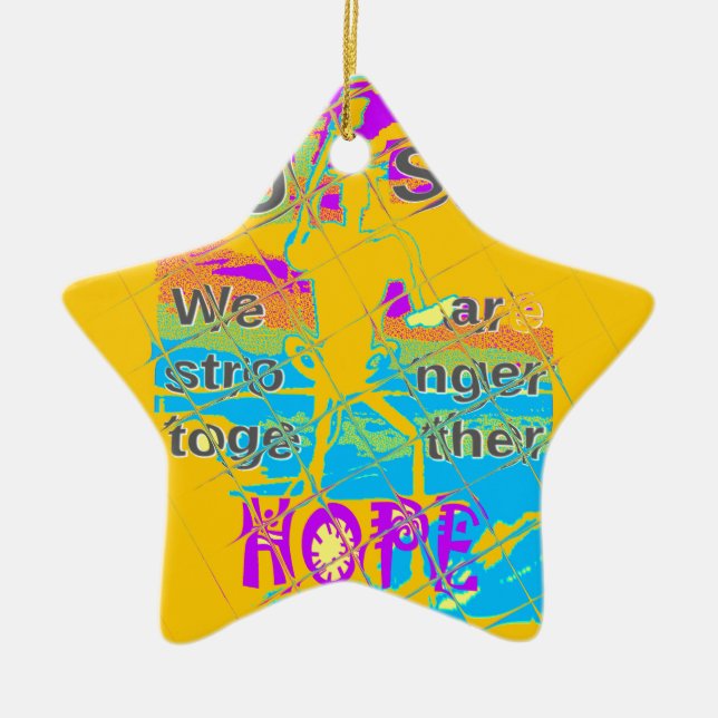 USA Hillary Hope Stronger Together Ceramic Tree Decoration (Front)