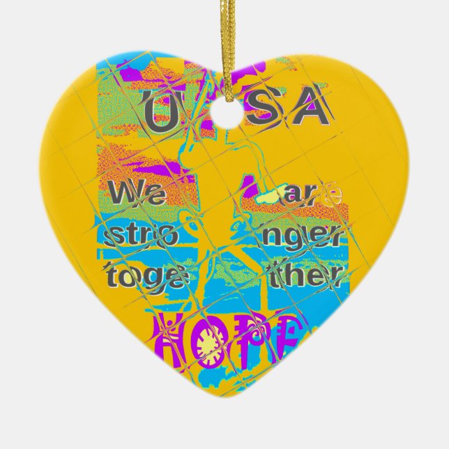 USA Hillary Hope Stronger Together Ceramic Tree Decoration (Front)