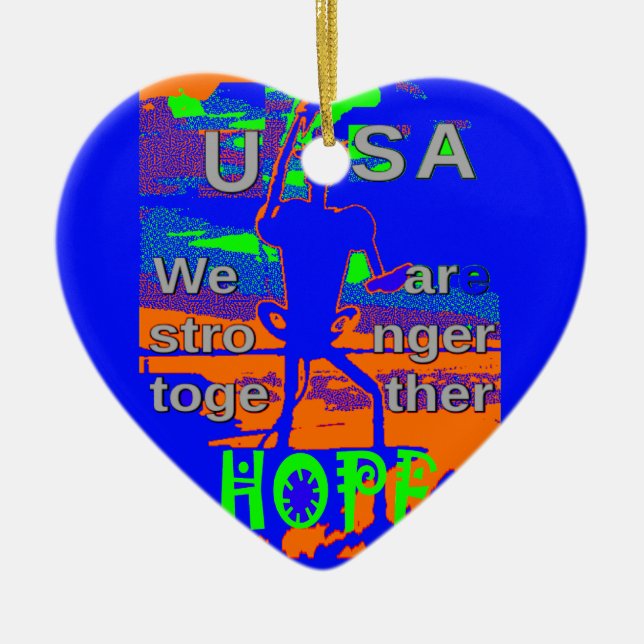 USA Hillary Hope We Are Stronger Together Ceramic Tree Decoration (Front)