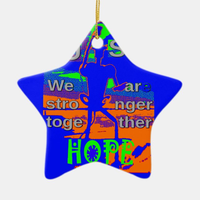 USA Hillary Hope We Are Stronger Together Ceramic Tree Decoration (Front)