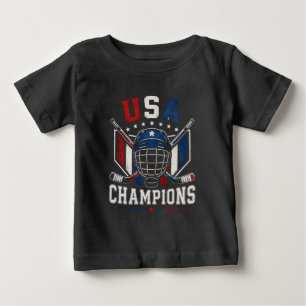 USA Hockey Champions Distressed Patriotic Helmet L Baby T-Shirt