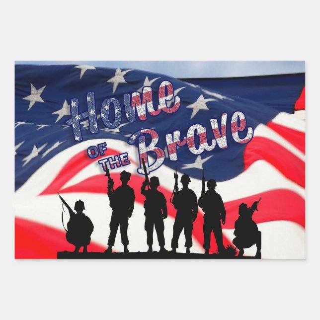 USA Home of the Brave Wrapping Paper Sheet (Front)